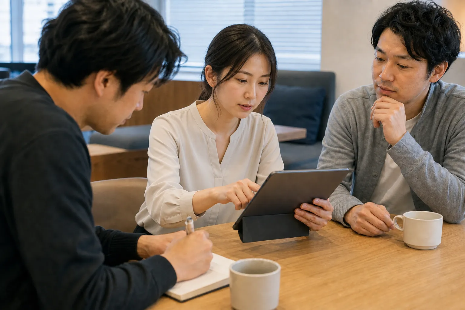 クラウド開発のプロトタイプを検証し、改善点を話し合うチーム