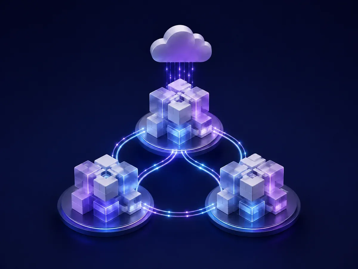 AWS 設計・構築・運用の支援内容を表す抽象的な立体表現